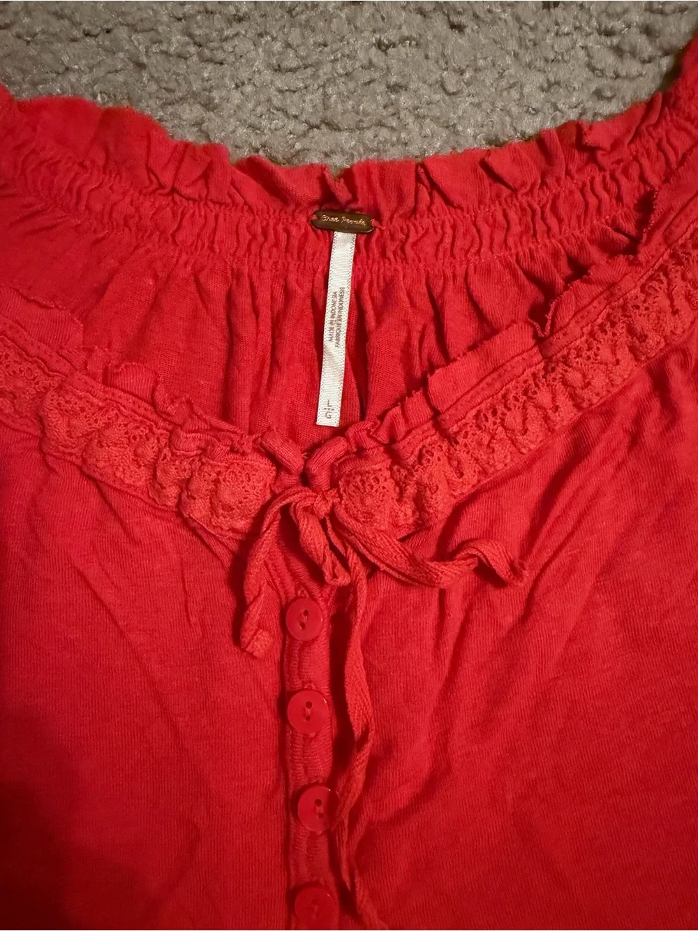 Free People Red Ruffle Hem Women’s Top